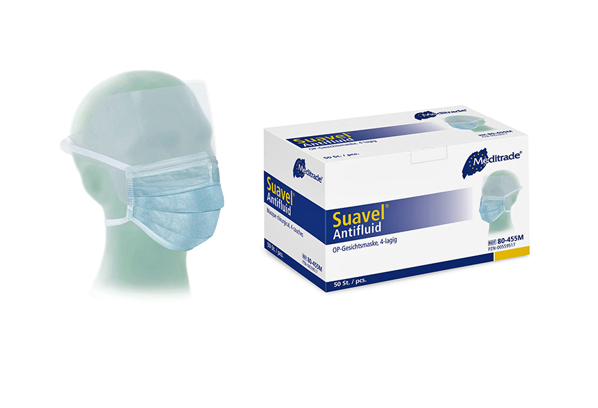 Suavel Antifluid 4 lg. OP-Maske mit Schutzvisier