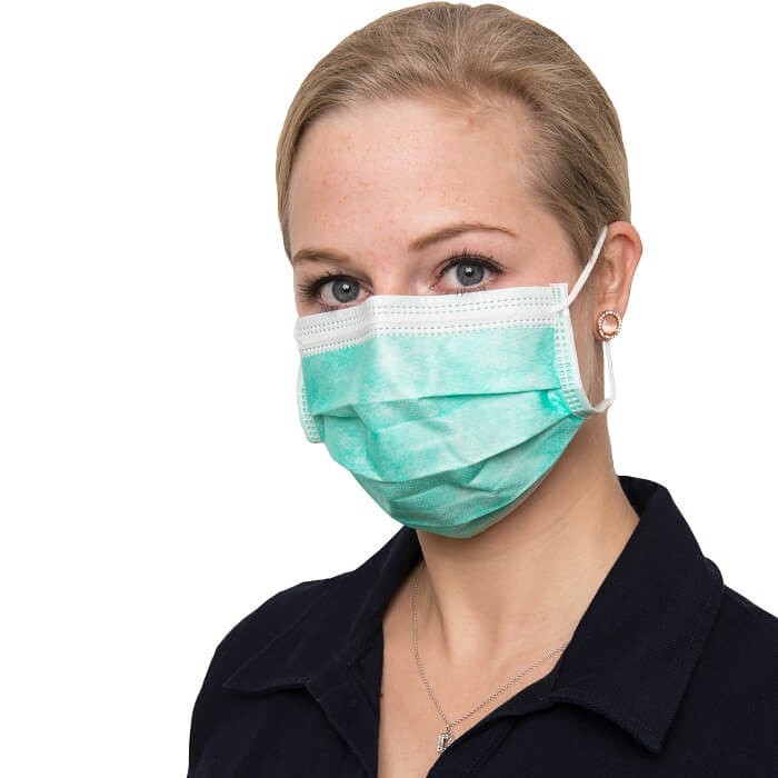 OP-Gesichtsmaske medizinischer Mundschutz 3-lg. TYP IIR grün