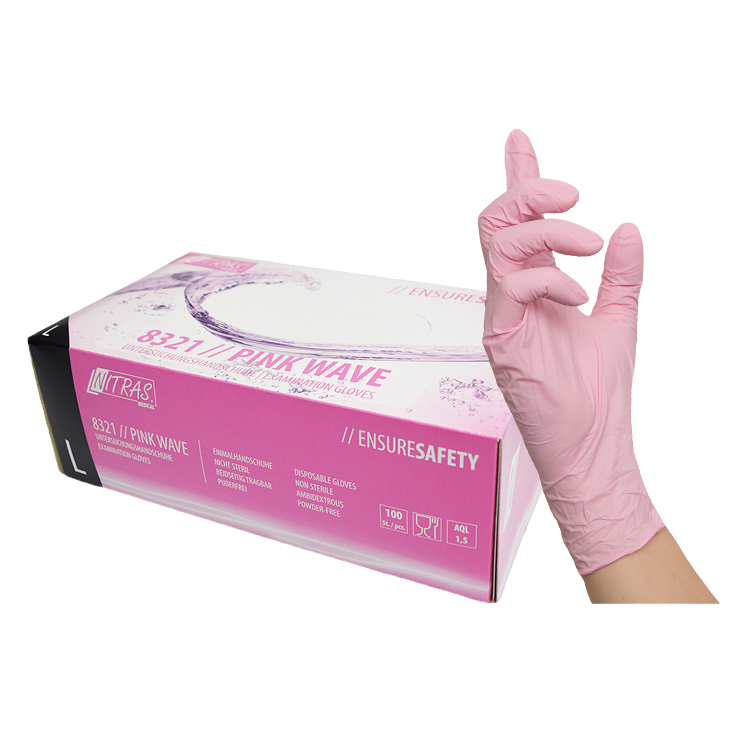 Nitril Einweghandschuhe, Einmalhandschuhe Pink Wave