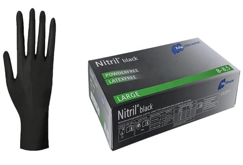 Meditrade Nitril Black, Nitril Handschuhe schwarz 100Stk.