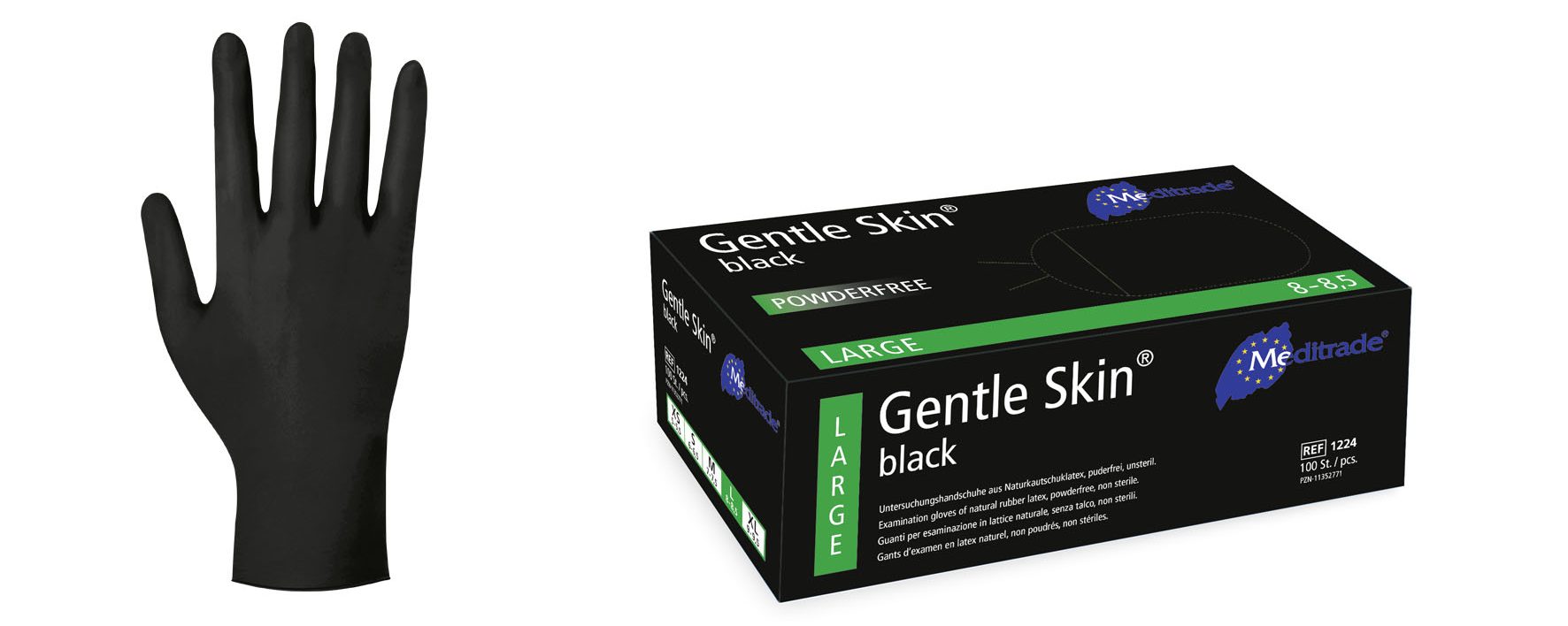 Gentle Skin Black, Latexhandschuhe puderfrei, 100Stk.