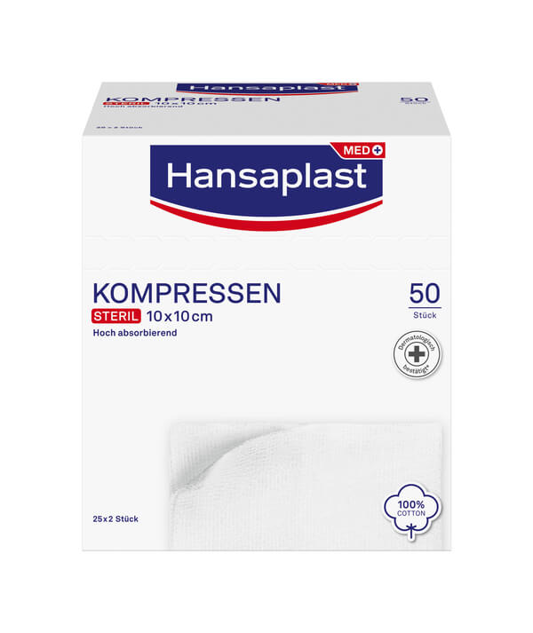 Hansaplast Sterile Kompresse 10 cm x 10 cm, 25x 2 Stück