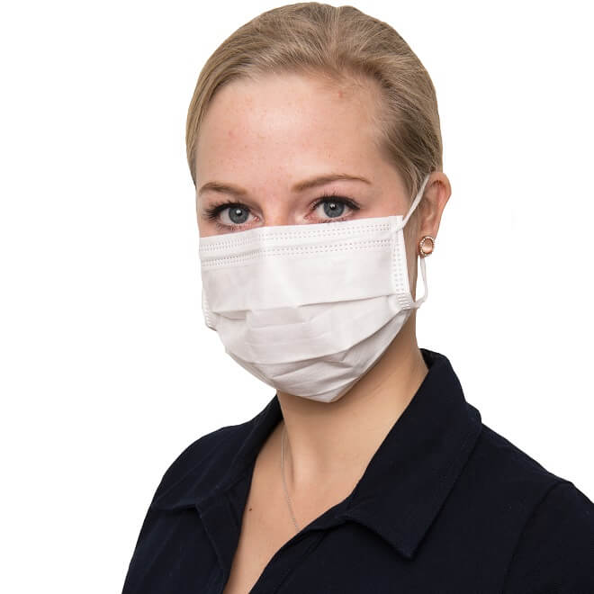 OP-Gesichtsmaske medizinischer Mundschutz 3-lg. TYP IIR weiß
