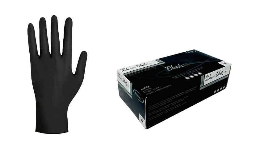 MaiMed Black LX, Latex Handschuhe schwarz puderfrei