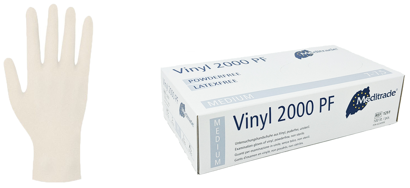 Meditrade Vinyl 2000 PF Untersuchungshandschuhe 100Stk.
