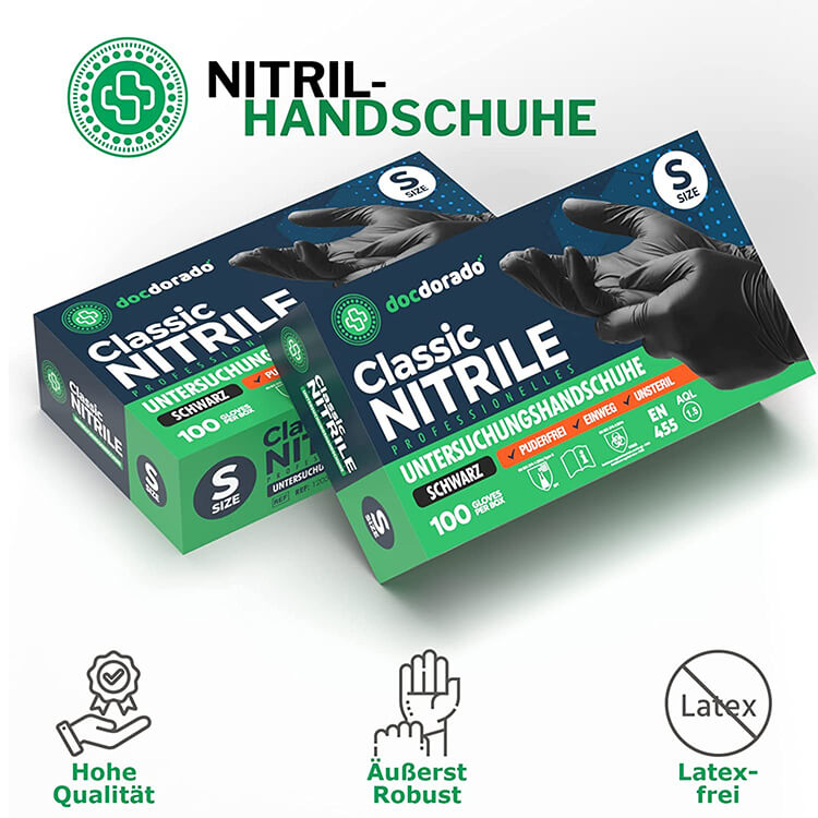 docdorado Nitrilhandschuhe schwarz 100 Stück