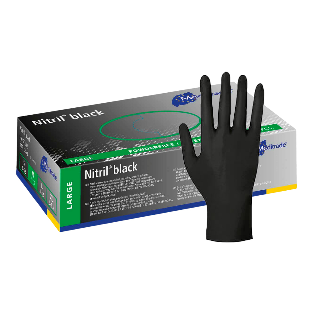 Meditrade Nitril Black, Nitril Handschuhe schwarz 100Stk.