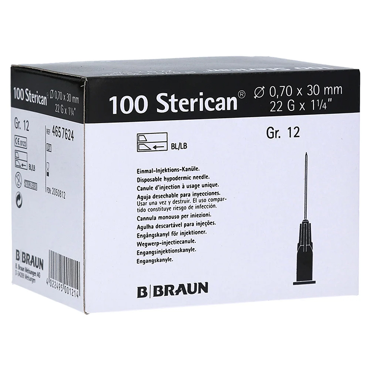 STERICAN Kanüle 22G 0,70x30 mm Gr. 12 schwarz