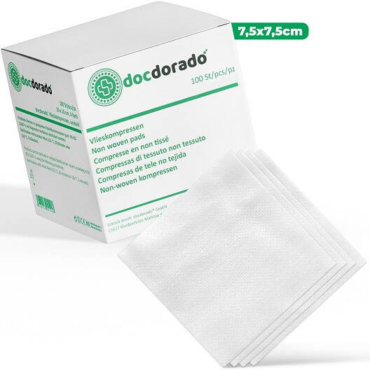 docdorado Vlieskompressen, unsteril, 4-fach