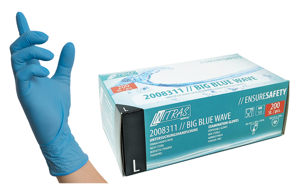 Nitras Medical Nitril Einmalhandschuhe Big Blue Wave