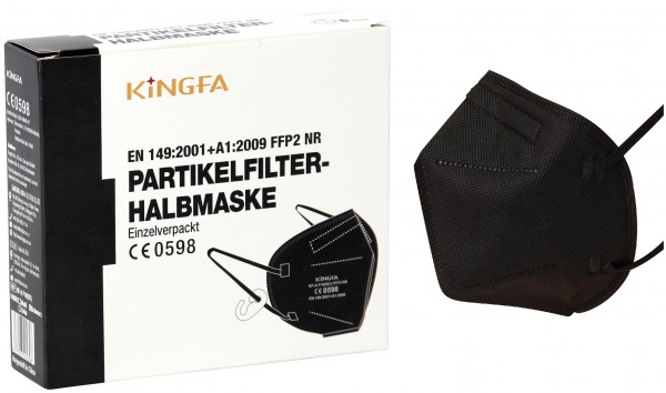 FFP2 Masken KINGFA NR EN149:2001+A1:2009 schwarz 6er Verpack