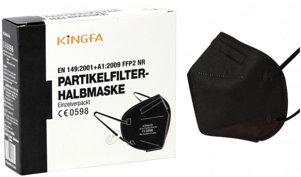 FFP2 Masken KINGFA NR EN149:2001+A1:2009 schwarz 6er Verpack