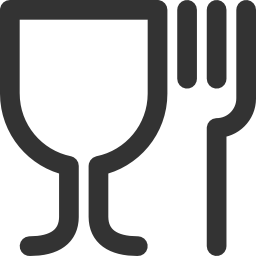 Glas Gabel Symbol kennzeichnet geeignete Materialien für den Kontakt mit Lebensmittel