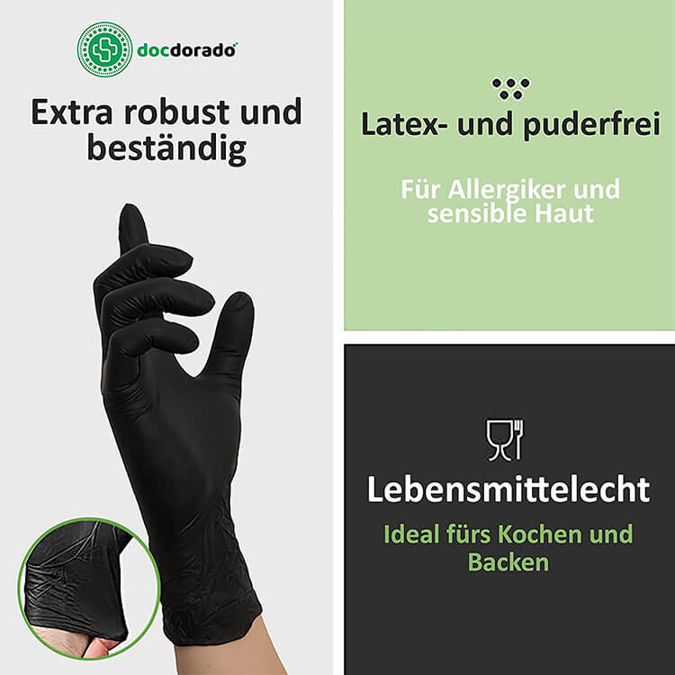 docdorado Nitrilhandschuhe schwarz 100 Stück